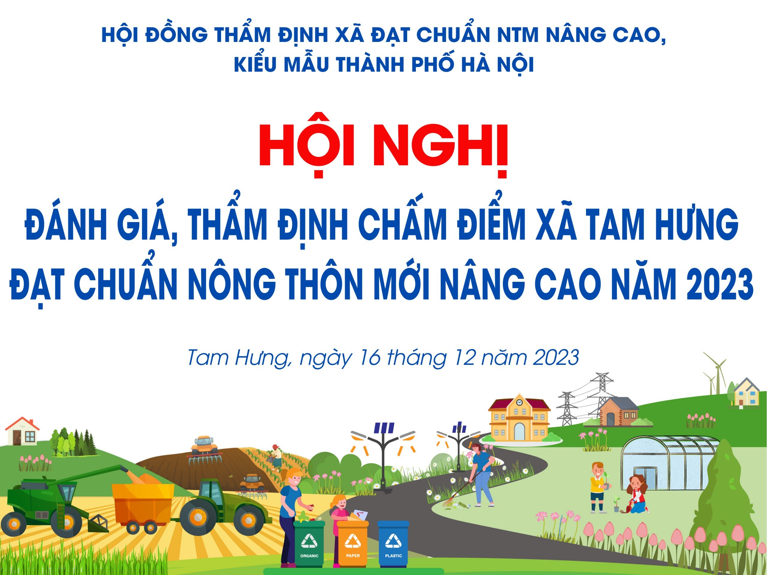 Thành phố đánh giá, thẩm định chấm điểm đạt chuẩn NTM nâng cao tại xã Tam Hưng.